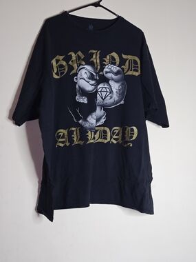 Popeye Black Short-Sleeve Grapic Tee Grind All Day 4X